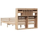 vidaXL Pat cu bibliotecă fără saltea, 135x190 cm, lemn masiv de pin vidaXL Pat cu bibliotecă fără saltea, 135x190 cm, lemn masiv de pin