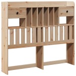 vidaXL Pat cu bibliotecă fără saltea, 135x190 cm, lemn masiv de pin vidaXL Pat cu bibliotecă fără saltea, 135x190 cm, lemn masiv de pin