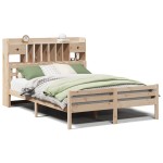 vidaXL Pat cu bibliotecă fără saltea, 140x190 cm, lemn masiv de pin vidaXL Pat cu bibliotecă fără saltea, 140x190 cm, lemn masiv de pin
