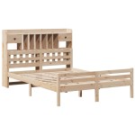 vidaXL Pat cu bibliotecă fără saltea, 140x190 cm, lemn masiv de pin vidaXL Pat cu bibliotecă fără saltea, 140x190 cm, lemn masiv de pin