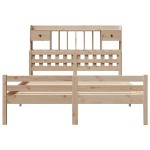 vidaXL Pat cu bibliotecă fără saltea, 140x190 cm, lemn masiv de pin vidaXL Pat cu bibliotecă fără saltea, 140x190 cm, lemn masiv de pin