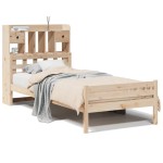 vidaXL Pat cu bibliotecă fără saltea, 90x200 cm, lemn masiv pin vidaXL Pat cu bibliotecă fără saltea, 90x200 cm, lemn masiv pin