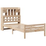 vidaXL Pat cu bibliotecă fără saltea, 90x200 cm, lemn masiv pin vidaXL Pat cu bibliotecă fără saltea, 90x200 cm, lemn masiv pin