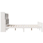 vidaXL Pat cu bibliotecă fără saltea, alb, 140x200 cm, lemn masiv pin