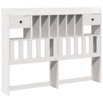 vidaXL Pat cu bibliotecă fără saltea, alb, 140x200 cm, lemn masiv pin