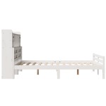 vidaXL Pat cu bibliotecă fără saltea, alb, 150x200 cm, lemn masiv pin vidaXL Pat cu bibliotecă fără saltea, alb, 150x200 cm, lemn masiv pin