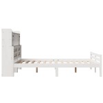 vidaXL Pat cu bibliotecă fără saltea, alb, 160x200 cm, lemn masiv pin vidaXL Pat cu bibliotecă fără saltea, alb, 160x200 cm, lemn masiv pin
