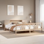 vidaXL Pat cu bibliotecă fără saltea, 180x200 cm, lemn masiv de pin