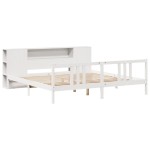 vidaXL Pat cu bibliotecă fără saltea, alb, 200x200 cm, lemn masiv pin vidaXL Pat cu bibliotecă fără saltea, alb, 200x200 cm, lemn masiv pin