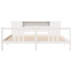 vidaXL Pat cu bibliotecă fără saltea, alb, 200x200 cm, lemn masiv pin vidaXL Pat cu bibliotecă fără saltea, alb, 200x200 cm, lemn masiv pin