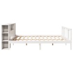 vidaXL Pat cu bibliotecă fără saltea, alb, 200x200 cm, lemn masiv pin vidaXL Pat cu bibliotecă fără saltea, alb, 200x200 cm, lemn masiv pin