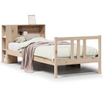 vidaXL Pat cu bibliotecă fără saltea, 75x190 cm, lemn masiv de pin