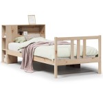 vidaXL Pat cu bibliotecă fără saltea, 90x190 cm, lemn masiv de pin vidaXL Pat cu bibliotecă fără saltea, 90x190 cm, lemn masiv de pin