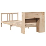 vidaXL Pat cu bibliotecă fără saltea, 90x190 cm, lemn masiv de pin vidaXL Pat cu bibliotecă fără saltea, 90x190 cm, lemn masiv de pin