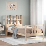 vidaXL Pat cu bibliotecă fără saltea, 90x190 cm, lemn masiv de pin vidaXL Pat cu bibliotecă fără saltea, 90x190 cm, lemn masiv de pin