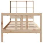 vidaXL Pat cu bibliotecă fără saltea, 90x190 cm, lemn masiv de pin vidaXL Pat cu bibliotecă fără saltea, 90x190 cm, lemn masiv de pin