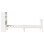 vidaXL Pat cu bibliotecă fără saltea, alb, 90x200 cm, lemn masiv pin vidaXL Pat cu bibliotecă fără saltea, alb, 90x200 cm, lemn masiv pin