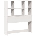vidaXL Pat cu bibliotecă fără saltea, alb, 90x200 cm, lemn masiv pin vidaXL Pat cu bibliotecă fără saltea, alb, 90x200 cm, lemn masiv pin
