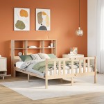 vidaXL Pat cu bibliotecă fără saltea, 120x200 cm, lemn masiv de pin vidaXL Pat cu bibliotecă fără saltea, 120x200 cm, lemn masiv de pin