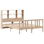 vidaXL Pat cu bibliotecă fără saltea, 120x200 cm, lemn masiv de pin vidaXL Pat cu bibliotecă fără saltea, 120x200 cm, lemn masiv de pin