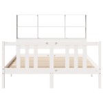 vidaXL Pat cu bibliotecă fără saltea, alb, 140x200 cm, lemn masiv pin vidaXL Pat cu bibliotecă fără saltea, alb, 140x200 cm, lemn masiv pin