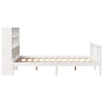 vidaXL Pat cu bibliotecă fără saltea, alb, 140x200 cm, lemn masiv pin vidaXL Pat cu bibliotecă fără saltea, alb, 140x200 cm, lemn masiv pin