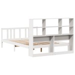 vidaXL Pat cu bibliotecă fără saltea, alb, 140x200 cm, lemn masiv pin vidaXL Pat cu bibliotecă fără saltea, alb, 140x200 cm, lemn masiv pin
