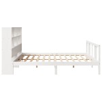 vidaXL Pat cu bibliotecă fără saltea, alb, 200x200 cm, lemn masiv pin