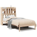 vidaXL Pat cu bibliotecă fără saltea, 90x190 cm, lemn masiv de pin vidaXL Pat cu bibliotecă fără saltea, 90x190 cm, lemn masiv de pin