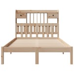 vidaXL Pat cu bibliotecă fără saltea, 135x190 cm, lemn masiv de pin vidaXL Pat cu bibliotecă fără saltea, 135x190 cm, lemn masiv de pin