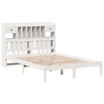 vidaXL Pat cu bibliotecă fără saltea, alb, 140x200 cm, lemn masiv pin vidaXL Pat cu bibliotecă fără saltea, alb, 140x200 cm, lemn masiv pin