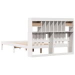 vidaXL Pat cu bibliotecă fără saltea, alb, 140x200 cm, lemn masiv pin vidaXL Pat cu bibliotecă fără saltea, alb, 140x200 cm, lemn masiv pin