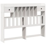 vidaXL Pat cu bibliotecă fără saltea, alb, 140x200 cm, lemn masiv pin vidaXL Pat cu bibliotecă fără saltea, alb, 140x200 cm, lemn masiv pin