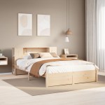 vidaXL Pat cu bibliotecă fără saltea, 120x190 cm, lemn masiv de pin vidaXL Pat cu bibliotecă fără saltea, 120x190 cm, lemn masiv de pin