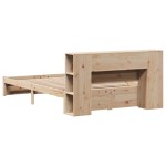 vidaXL Pat cu bibliotecă fără saltea, 120x190 cm, lemn masiv de pin vidaXL Pat cu bibliotecă fără saltea, 120x190 cm, lemn masiv de pin
