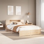 vidaXL Pat cu bibliotecă fără saltea, 120x200 cm, lemn masiv de pin vidaXL Pat cu bibliotecă fără saltea, 120x200 cm, lemn masiv de pin