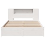 vidaXL Pat cu bibliotecă fără saltea, alb, 140x200 cm, lemn masiv pin vidaXL Pat cu bibliotecă fără saltea, alb, 140x200 cm, lemn masiv pin