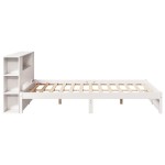 vidaXL Pat cu bibliotecă fără saltea, alb, 140x200 cm, lemn masiv pin vidaXL Pat cu bibliotecă fără saltea, alb, 140x200 cm, lemn masiv pin
