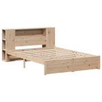 vidaXL Pat cu bibliotecă fără saltea, 150x200 cm, lemn masiv de pin