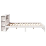 vidaXL Pat cu bibliotecă fără saltea, alb, 160x200 cm, lemn masiv pin