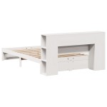 vidaXL Pat cu bibliotecă fără saltea, alb, 160x200 cm, lemn masiv pin