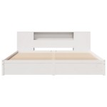 vidaXL Pat cu bibliotecă fără saltea, alb, 200x200 cm, lemn masiv pin vidaXL Pat cu bibliotecă fără saltea, alb, 200x200 cm, lemn masiv pin