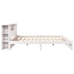 vidaXL Pat cu bibliotecă fără saltea, alb, 200x200 cm, lemn masiv pin vidaXL Pat cu bibliotecă fără saltea, alb, 200x200 cm, lemn masiv pin