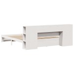 vidaXL Pat cu bibliotecă fără saltea, alb, 200x200 cm, lemn masiv pin vidaXL Pat cu bibliotecă fără saltea, alb, 200x200 cm, lemn masiv pin