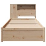 vidaXL Pat cu bibliotecă fără saltea, 75x190 cm, lemn masiv de pin