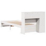 vidaXL Pat cu bibliotecă fără saltea, alb, 75x190 cm, lemn masiv pin