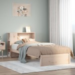 vidaXL Pat cu bibliotecă fără saltea, 90x190 cm, lemn masiv de pin vidaXL Pat cu bibliotecă fără saltea, 90x190 cm, lemn masiv de pin