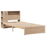 vidaXL Pat cu bibliotecă fără saltea, 90x200 cm, lemn masiv pin vidaXL Pat cu bibliotecă fără saltea, 90x200 cm, lemn masiv pin