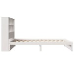 vidaXL Pat cu bibliotecă fără saltea, alb, 90x190 cm, lemn masiv pin vidaXL Pat cu bibliotecă fără saltea, alb, 90x190 cm, lemn masiv pin