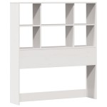 vidaXL Pat cu bibliotecă fără saltea, alb, 90x190 cm, lemn masiv pin vidaXL Pat cu bibliotecă fără saltea, alb, 90x190 cm, lemn masiv pin